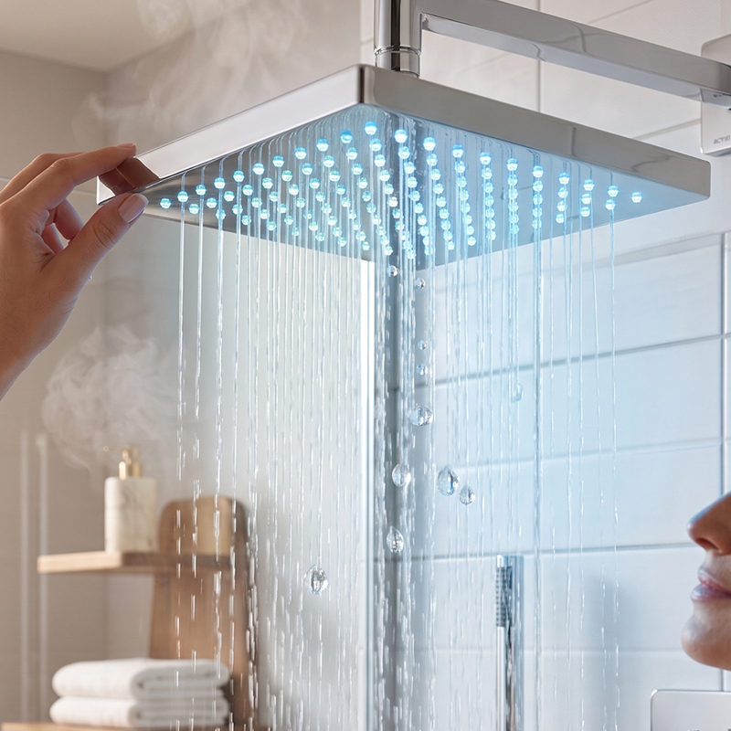 Heat Indicating LED Shower Head