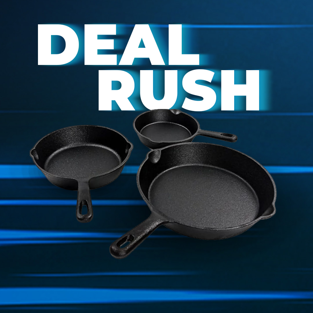 3-Piece Matt Black Cast Iron Skillet Pan Set