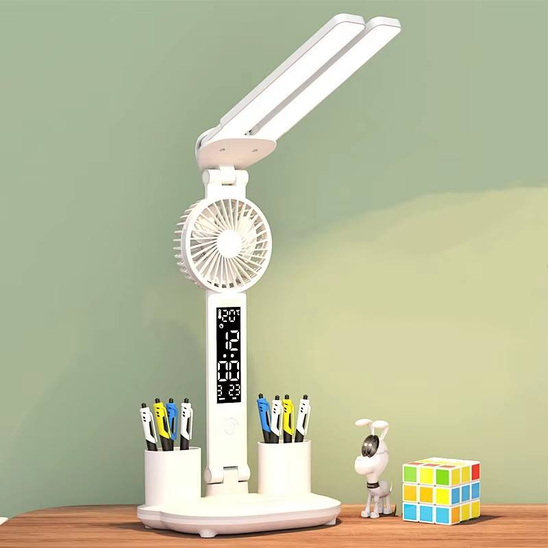 4-in-1 Rechargeable Fan with Pen Holder and Phone Stand