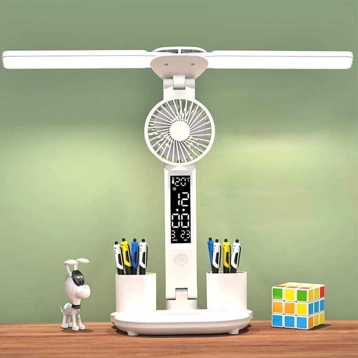 4-in-1 Rechargeable Fan with Pen Holder and Phone Stand