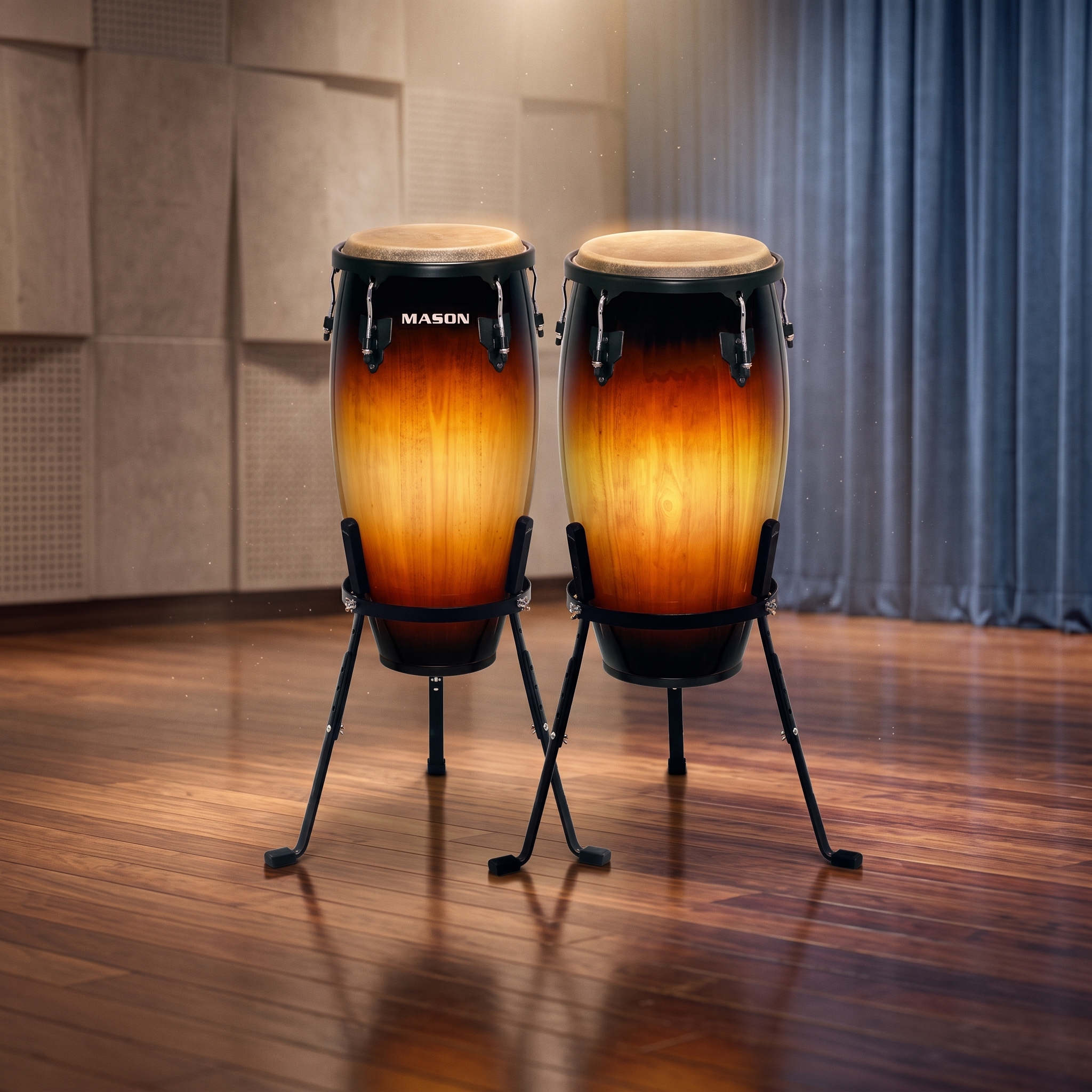 Two-Piece Conga Set with Stands (Model: AL-124FW-SB)