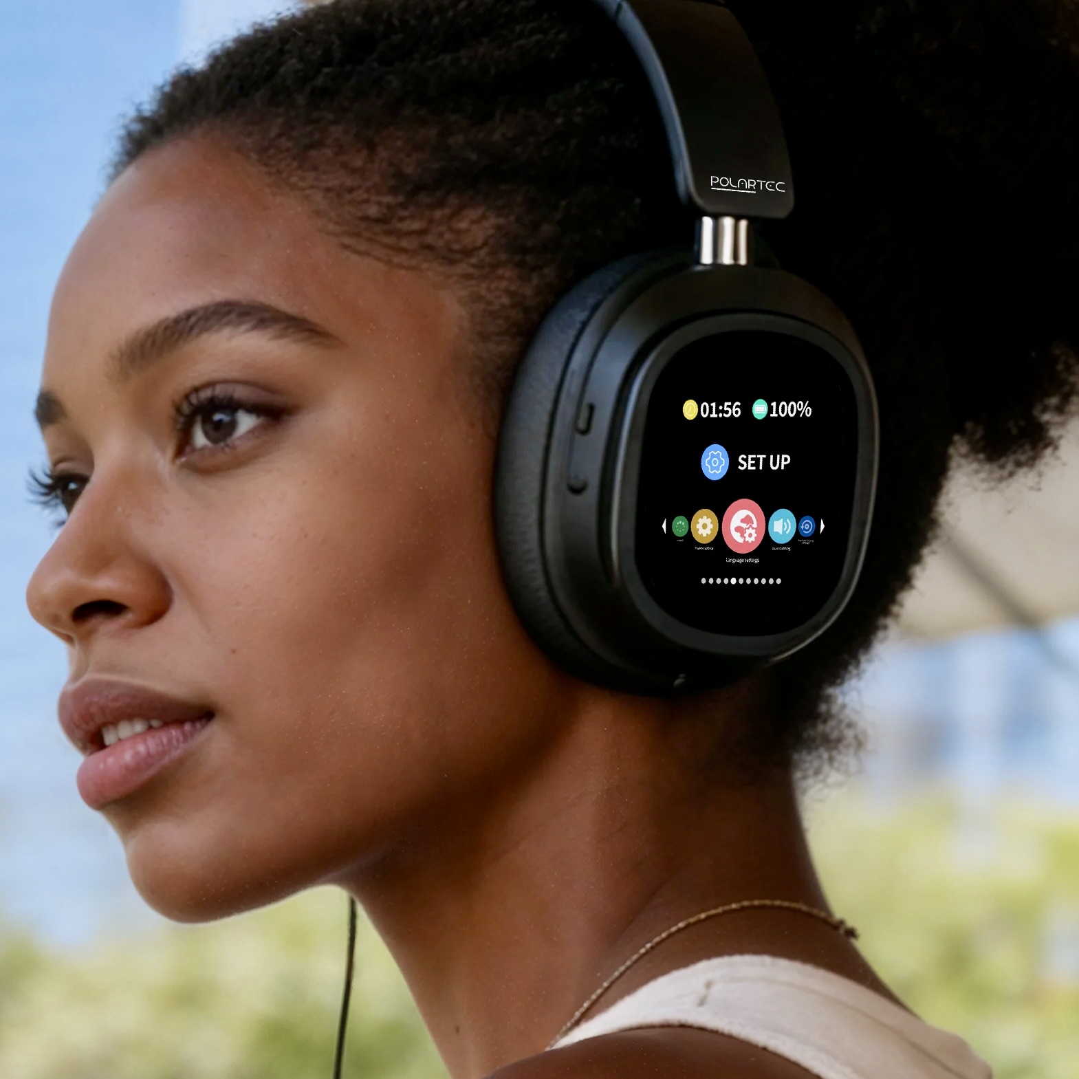 Wireless Noise Cancellation Bluetooth Headphones with Smart Touchscreen