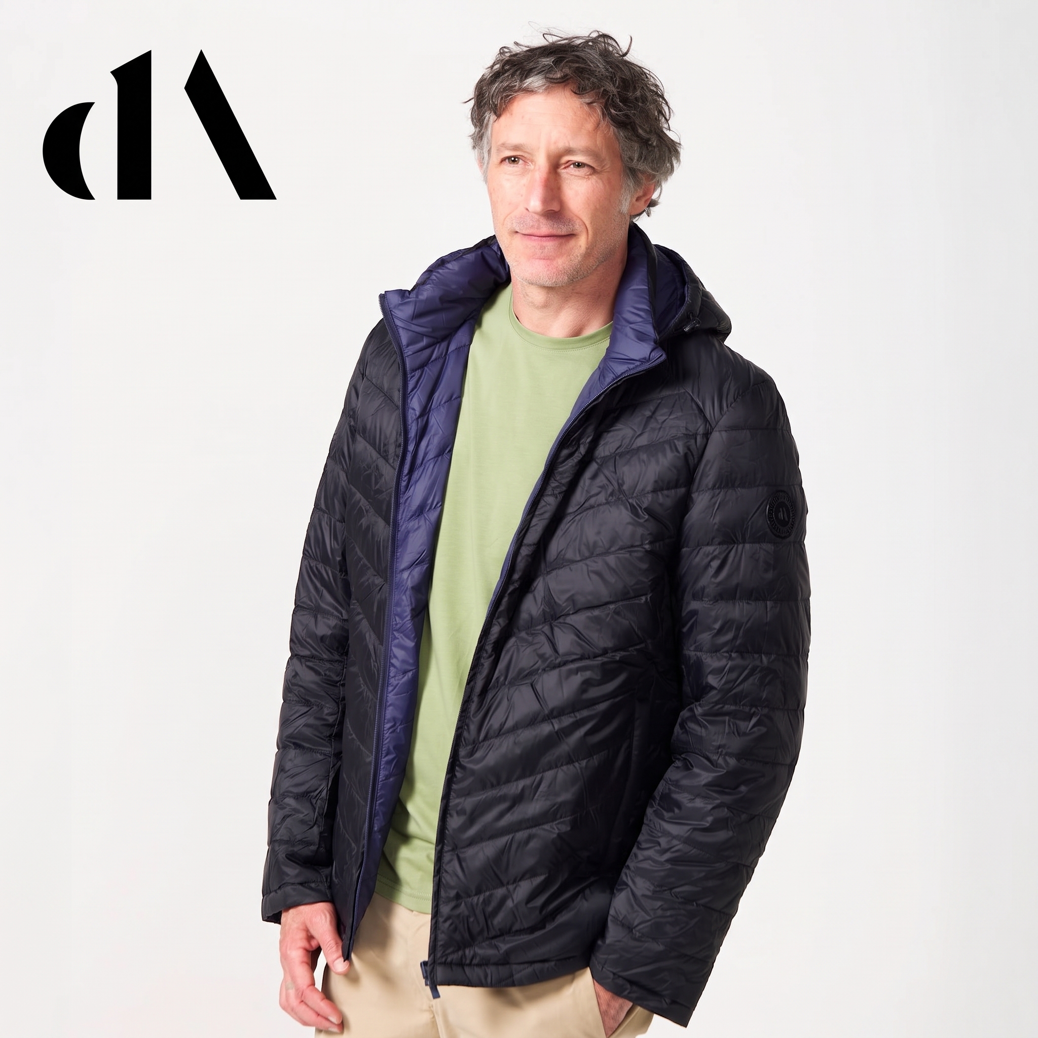 Men's Reversable Duck Down Jacket with Detachable Hood