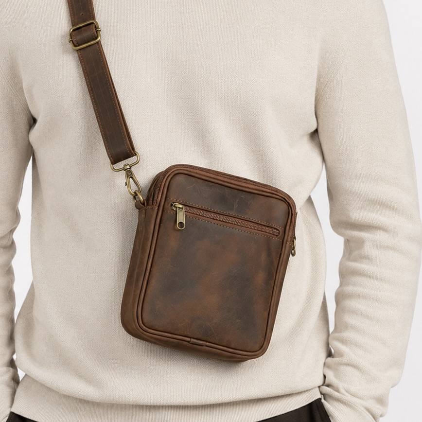 Unisex Genuine Leather Robin Crossbody Bag