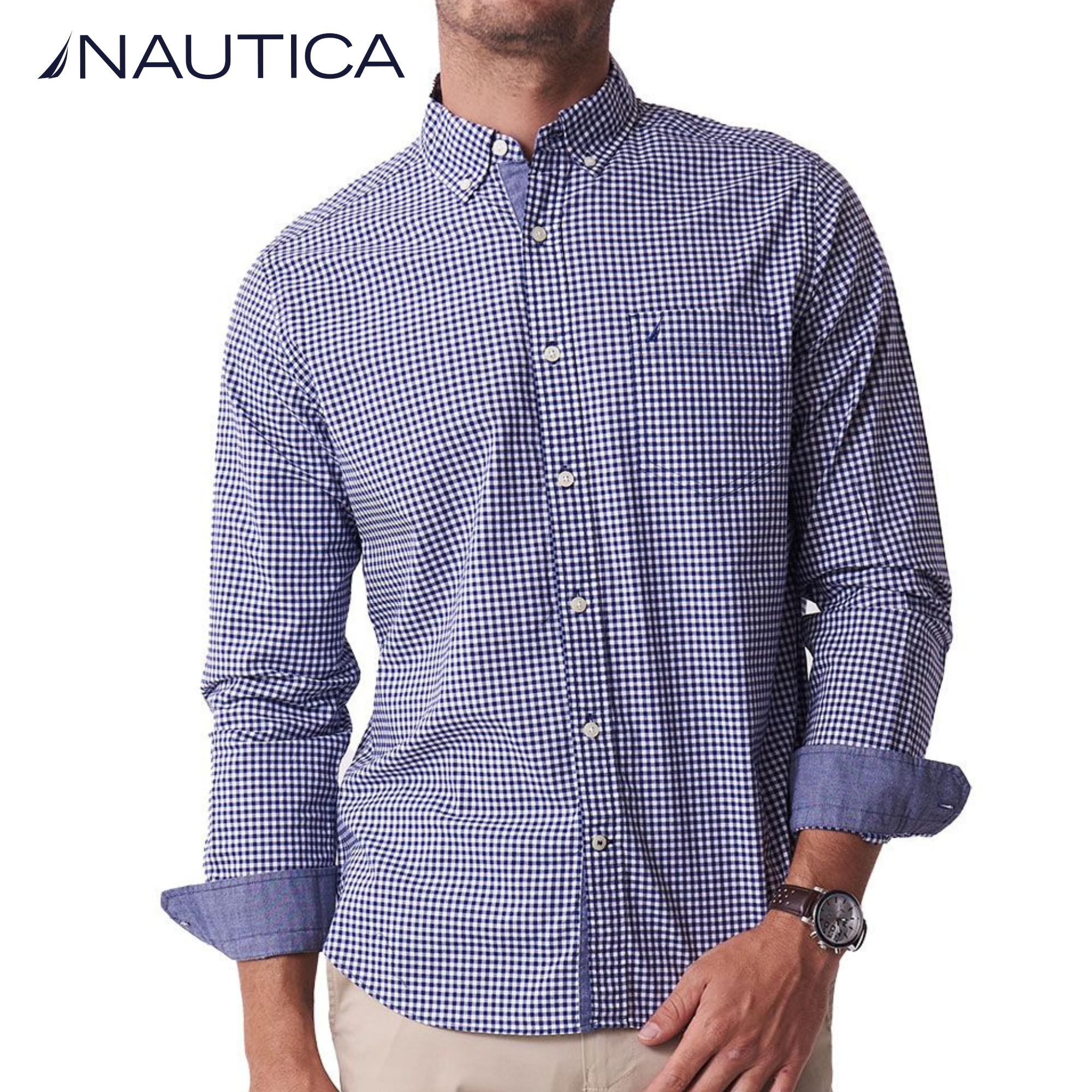 Men's Gingham Long Sleeve Woven Shirt