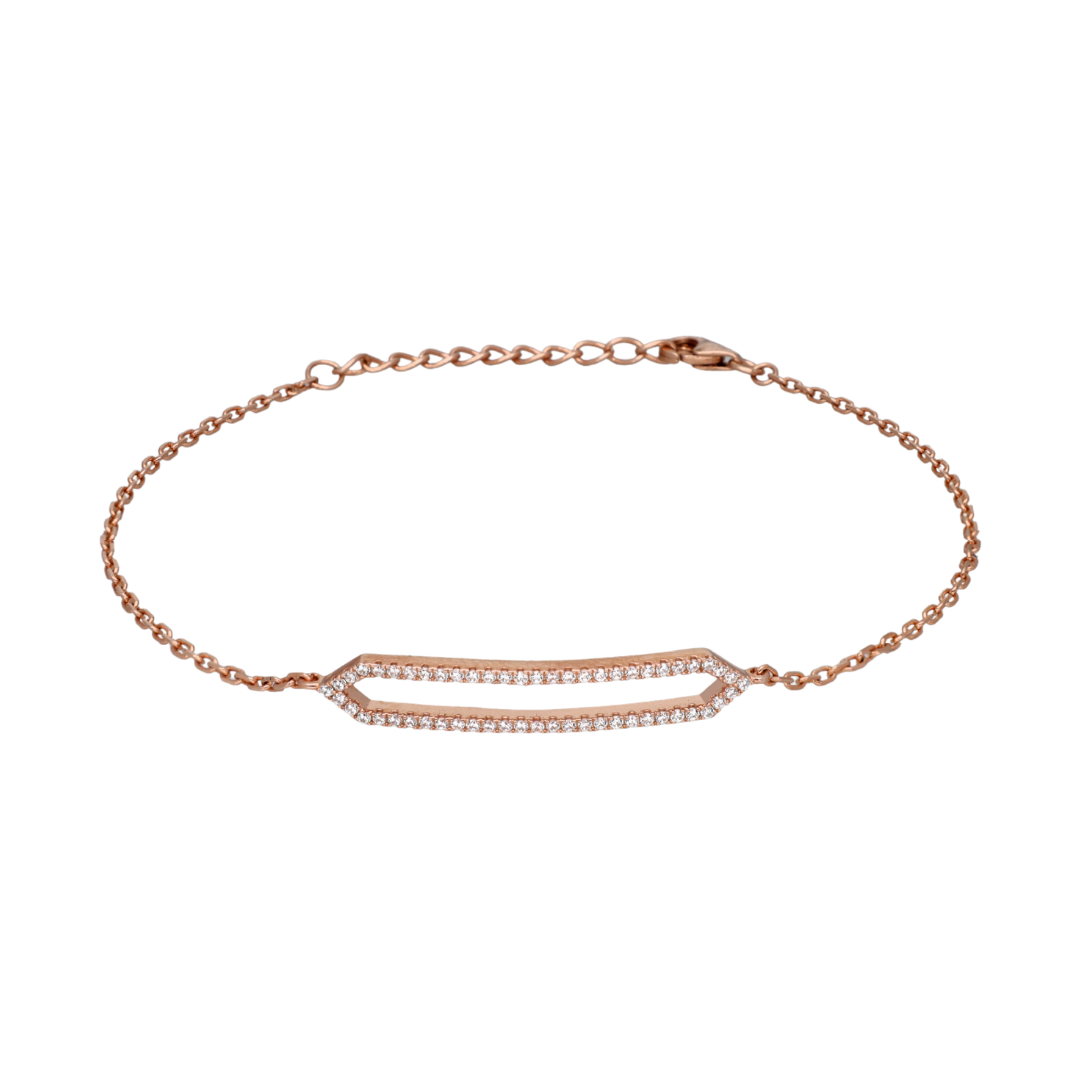 Silver Rose Gold Plated Cubic Zirconia Bracelet
