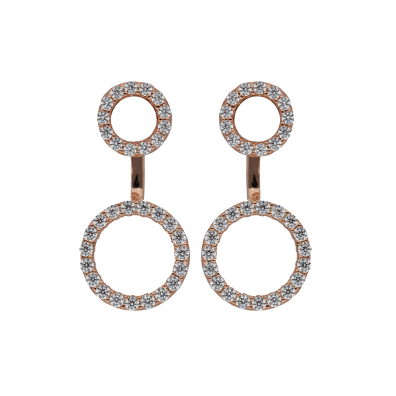 Ladies Silver Rose Gold Plated Cubic Zirconia Earrings