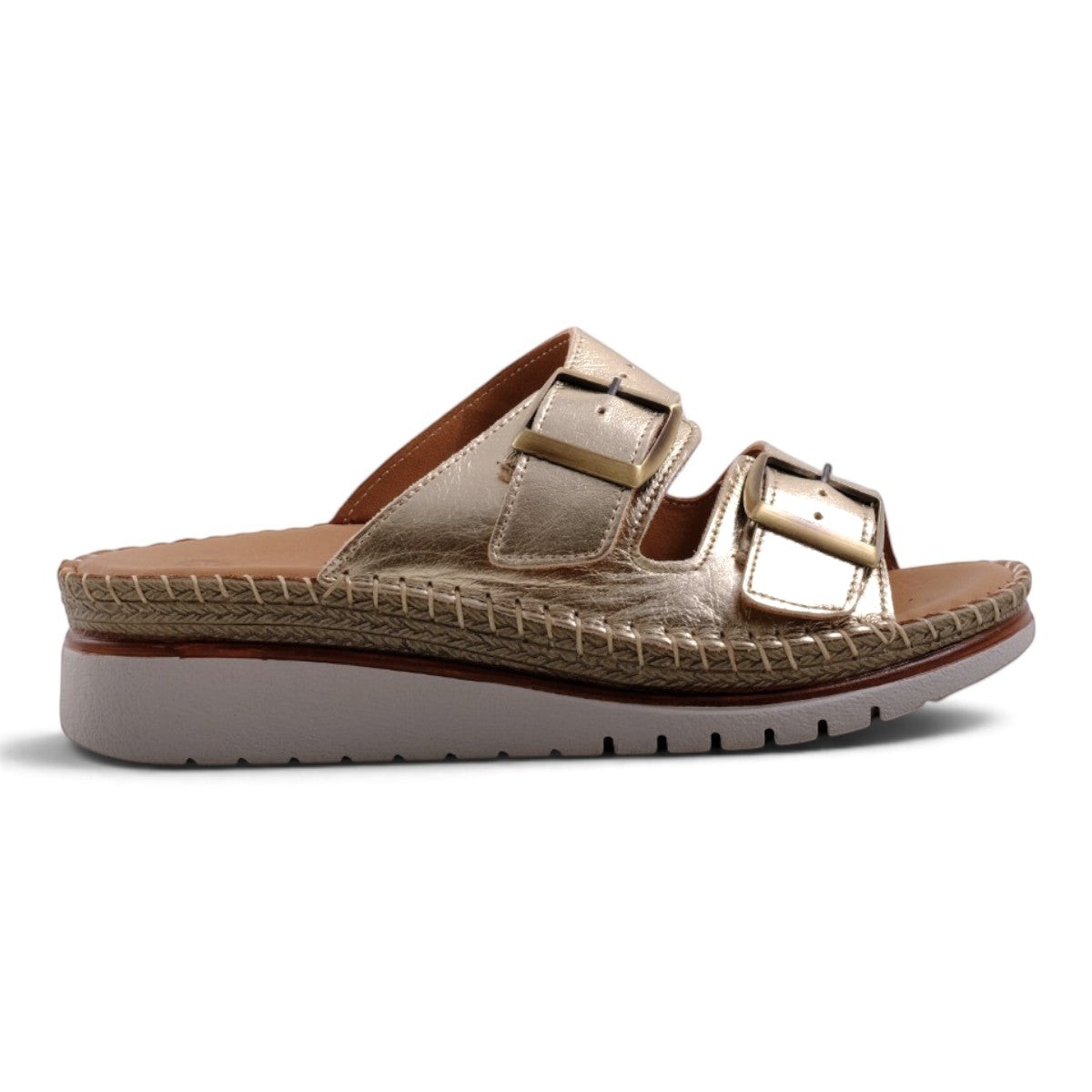 Ladies Genuine Leather Shallow Slides