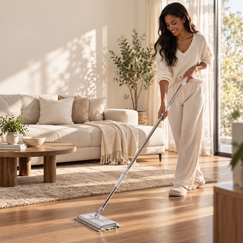 Height-Adjustable 360° Rotating Flat Mop and Sweep Kit