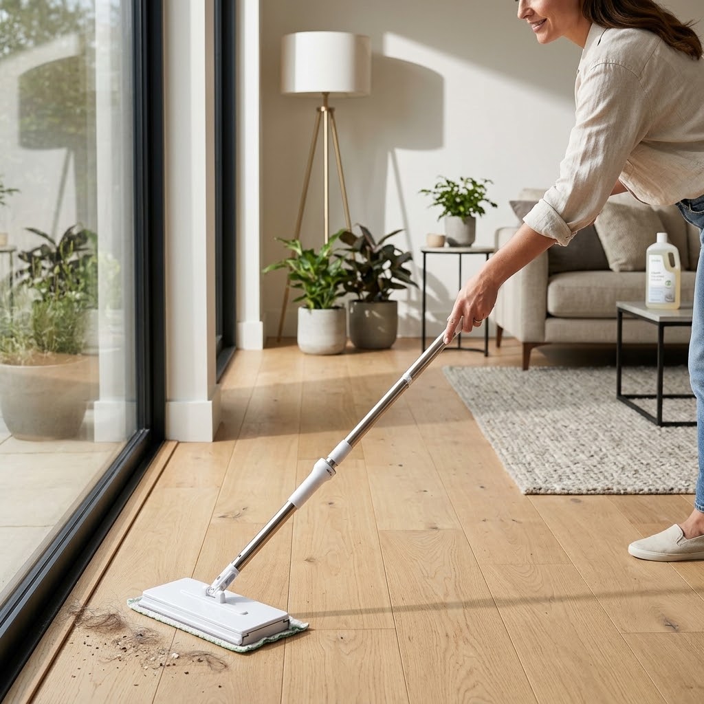 Height-Adjustable 360° Rotating Flat Mop and Sweep Kit