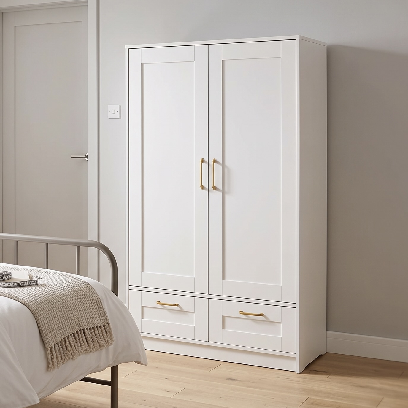 2-Door Wardrobe with Hanging Rail