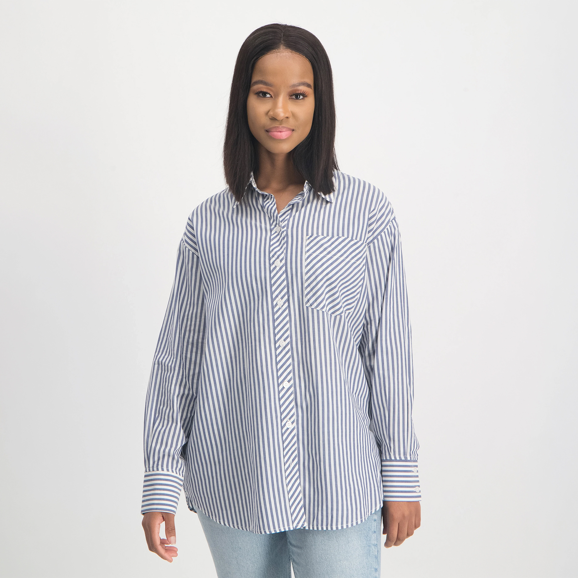 Ladies Oversized Striped Shirt