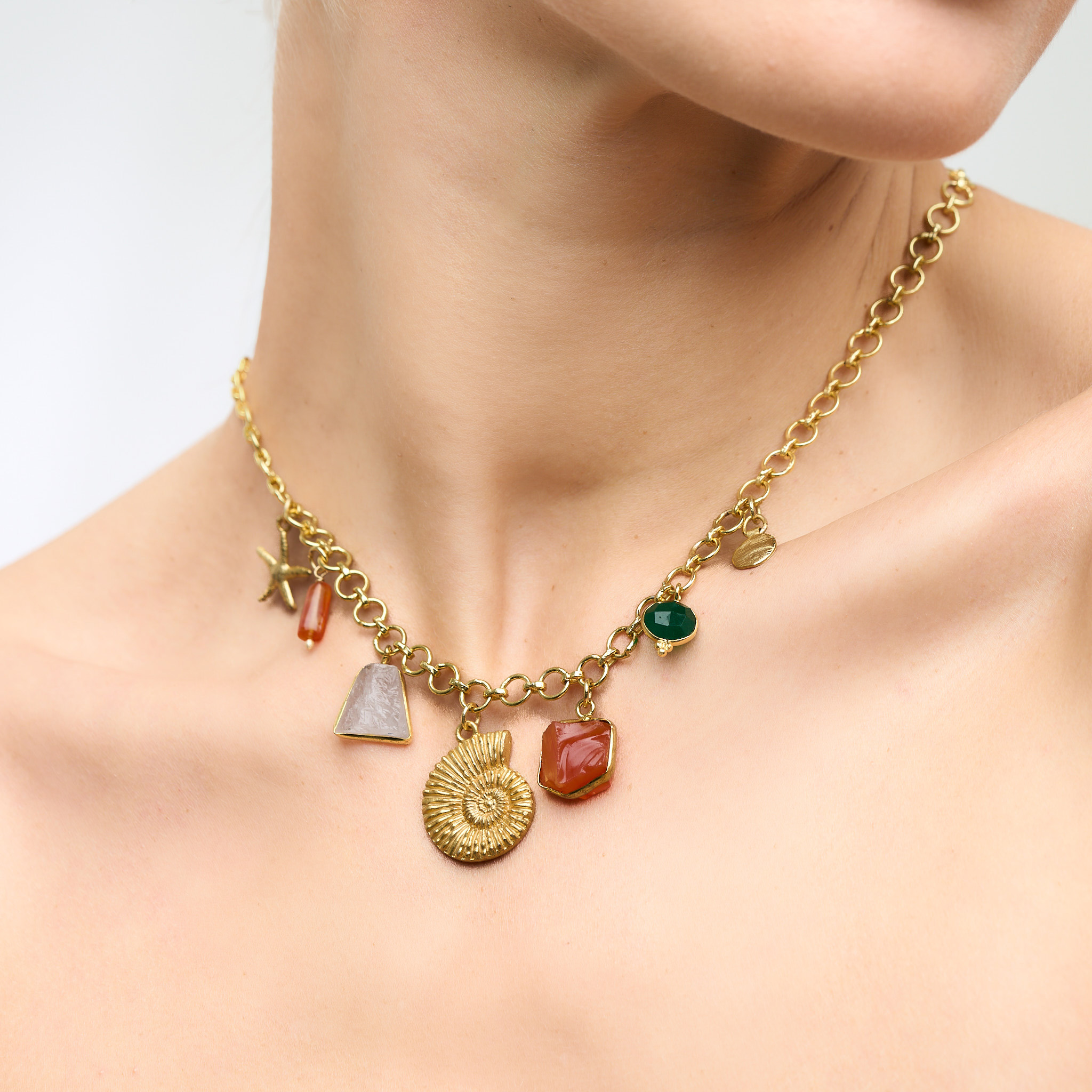 18k Gold-Plated Lily Multi Charm Necklace