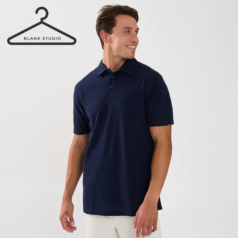 Men’s Plain Piquet 3-Button Navy Golfer Men’s Plain Piquet 3-Button Navy Golfer