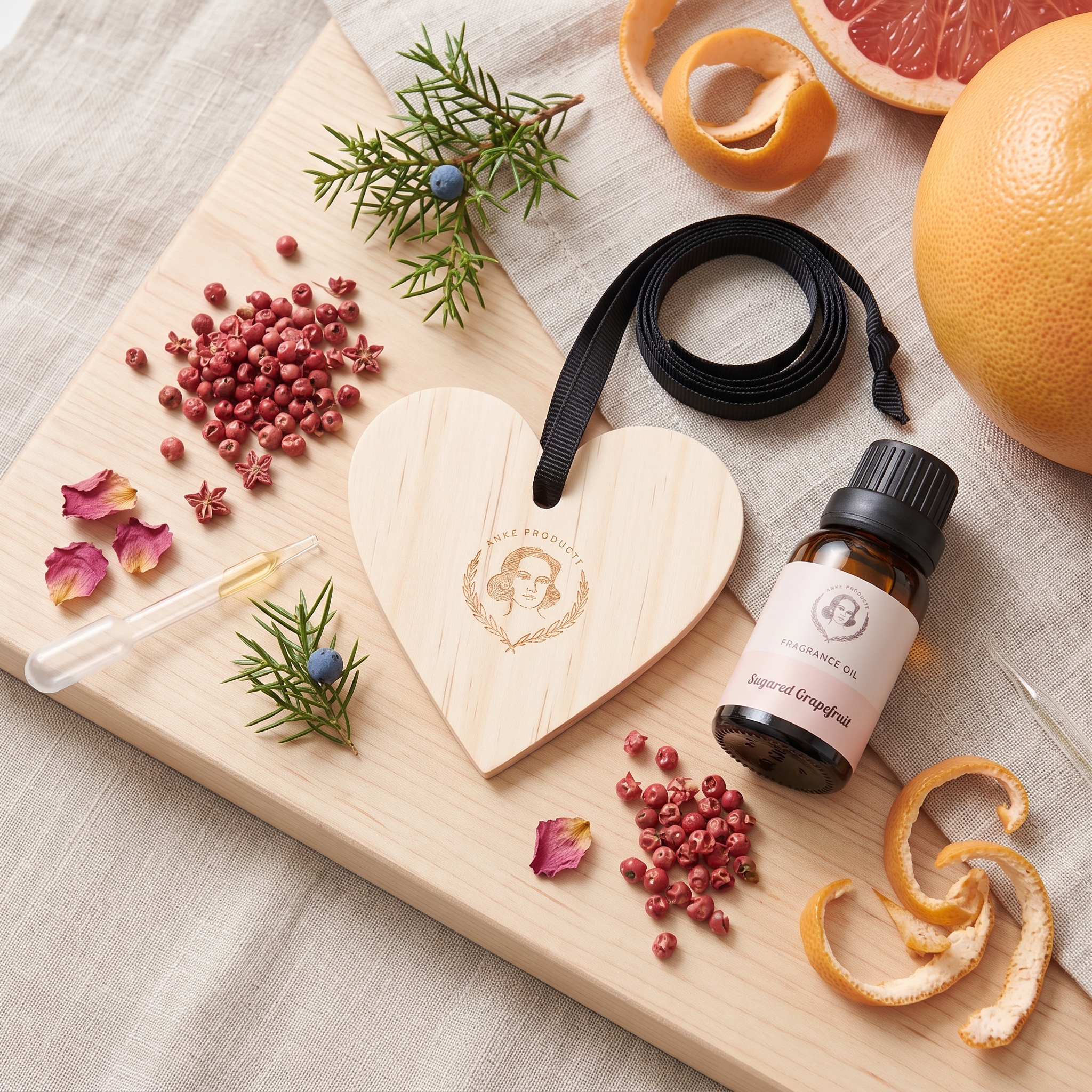 2x Wooden Aroma Tags with Essential Oils