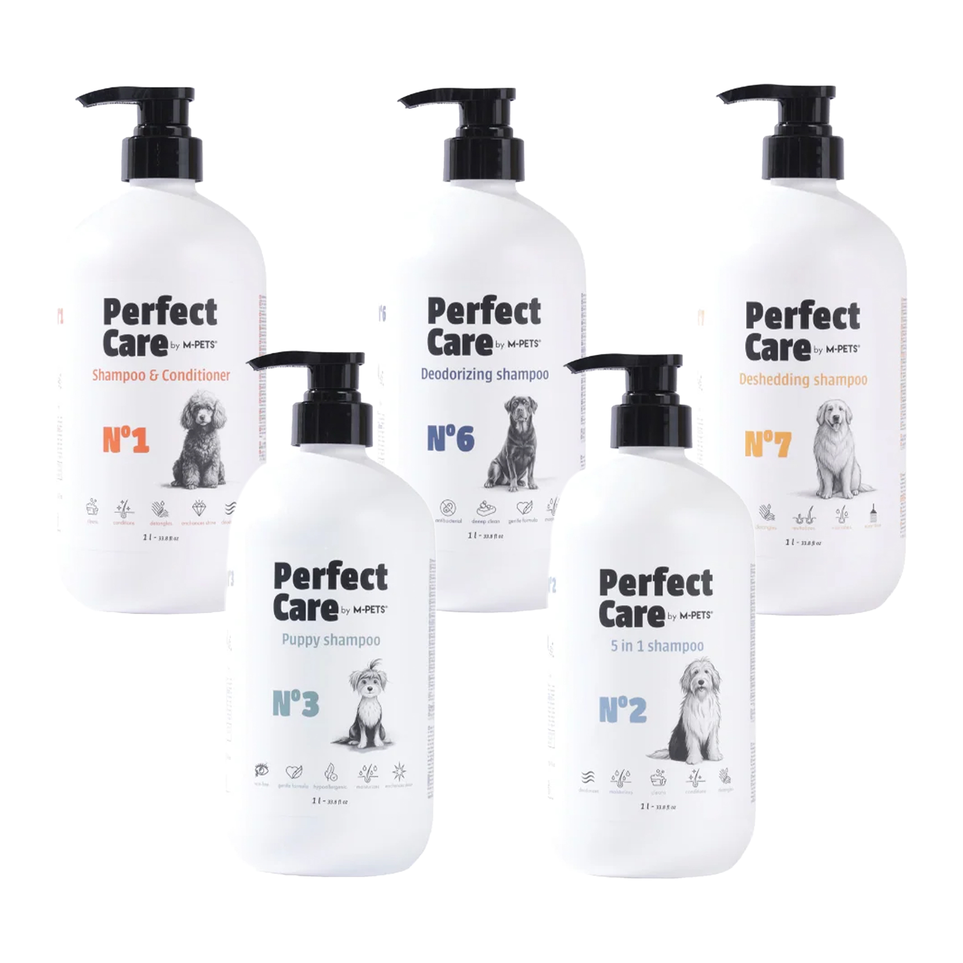 2x 1L Perfect Care Dog Shampoos