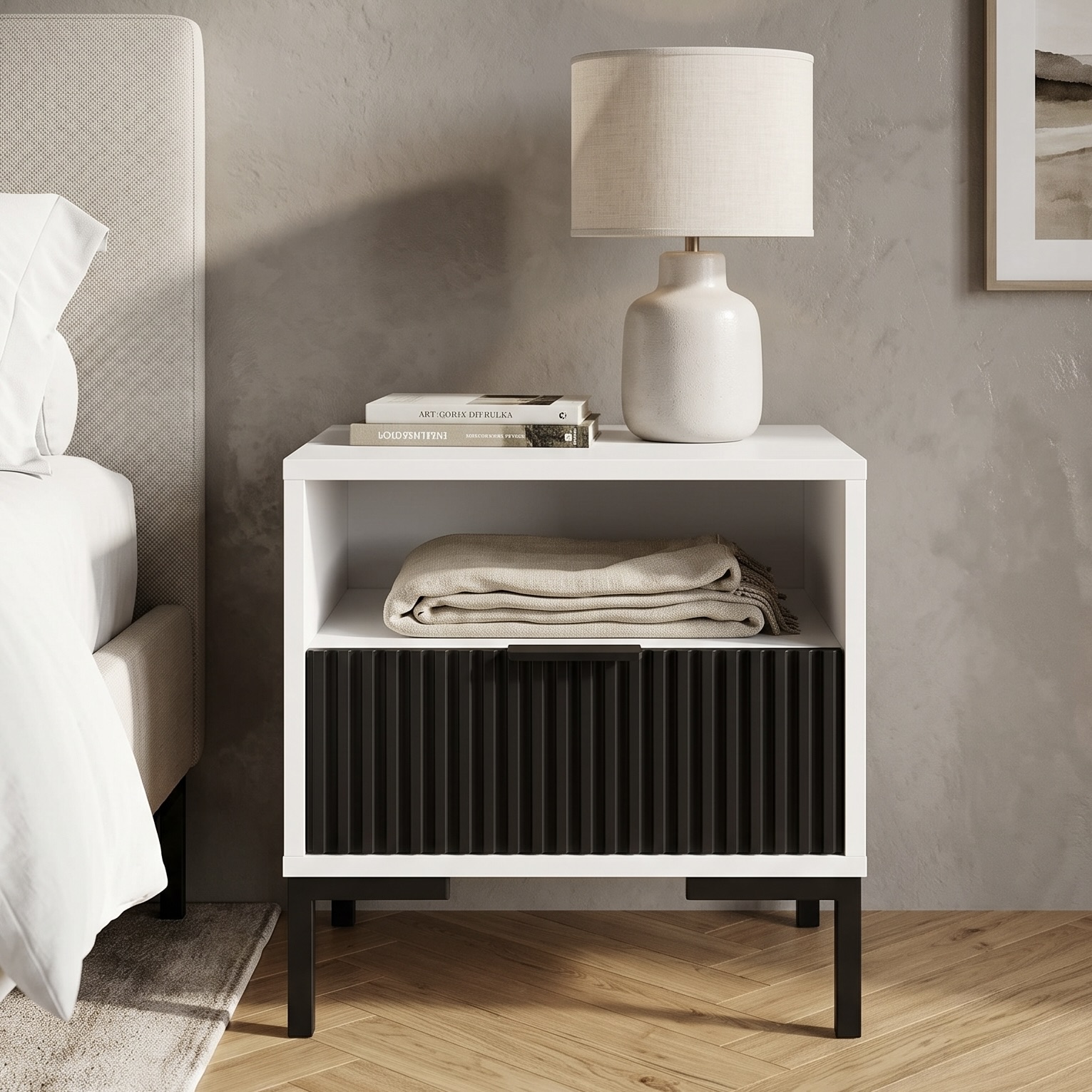 1-Drawer Carried Pedestal Bedside Table