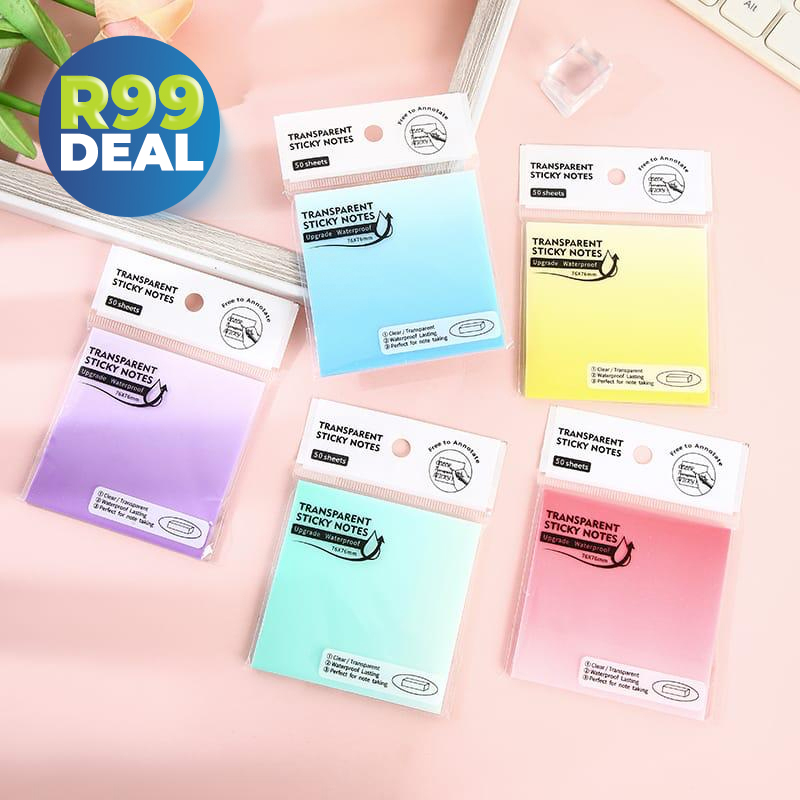 Stick-It 5x 50's Transparent Sticky Note Squares — R99 on OneDayOnly (was R220)