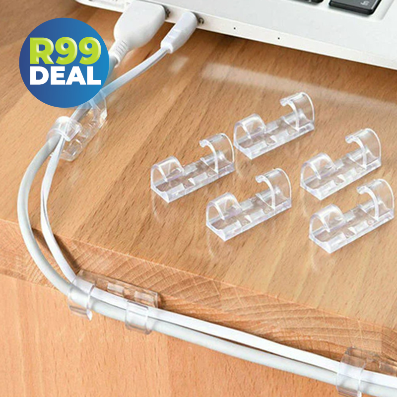 40x Self-Adhesive Cable Organiser Clips