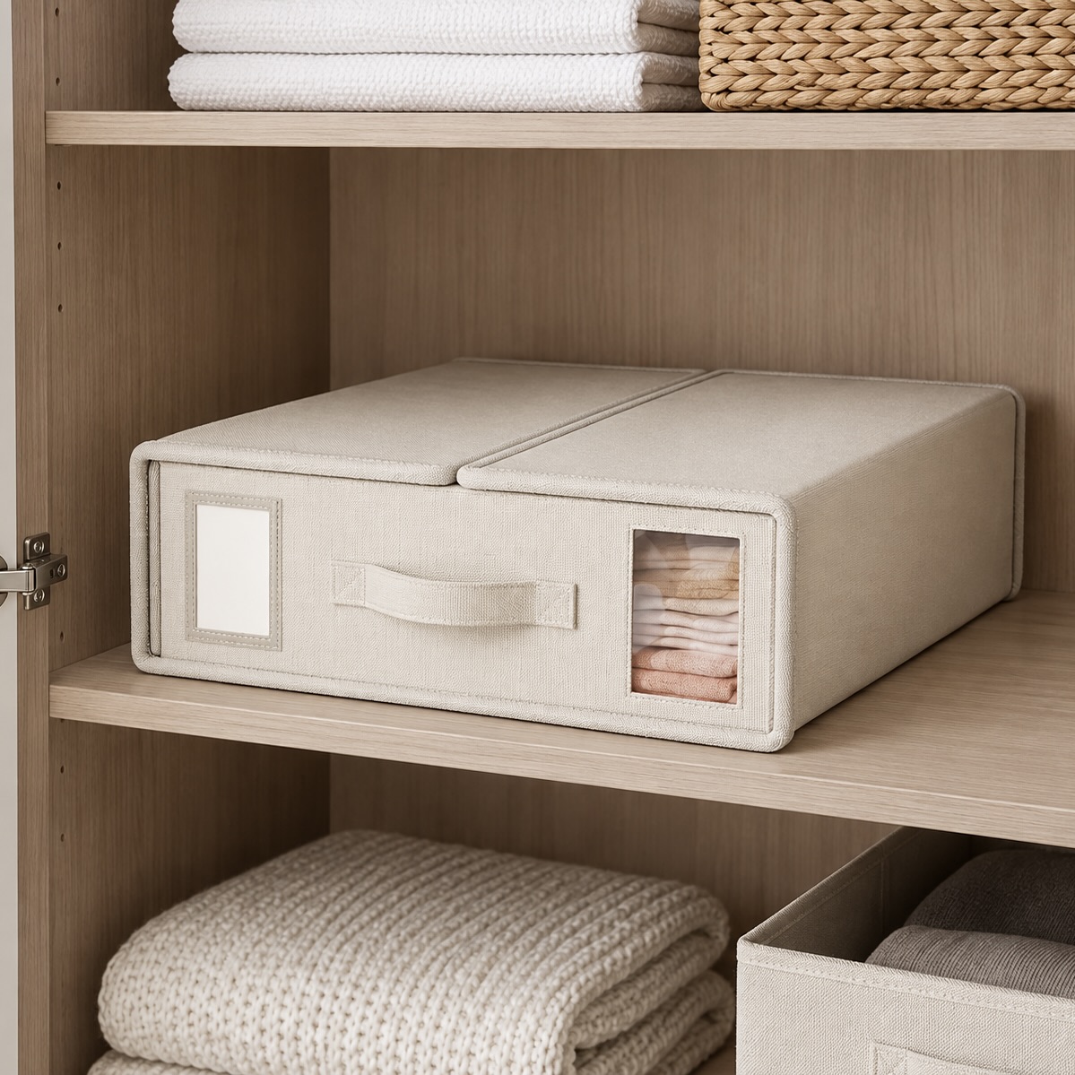 Foldable Fabric Storage Organiser Box with Handle