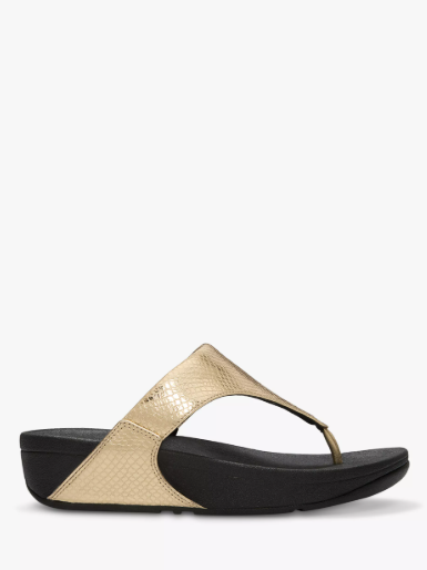 Lulu Metallic Snake Toe Post Sandals Platino