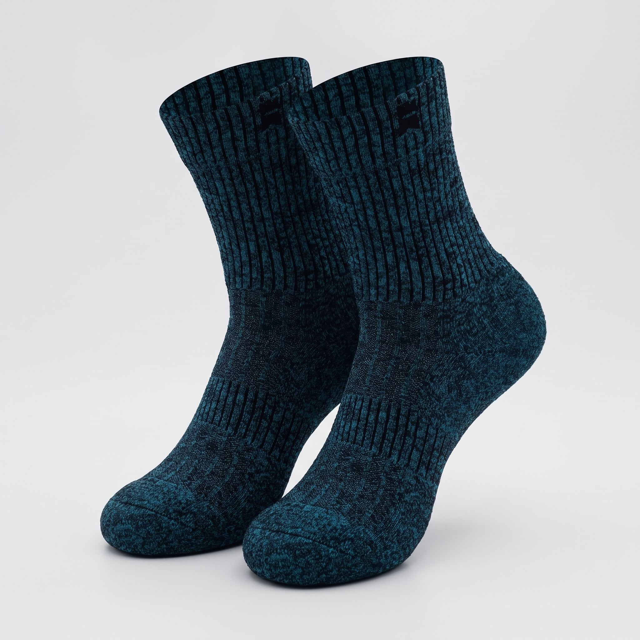2x Pairs of Melange Ribbed Half-Crew Height Socks