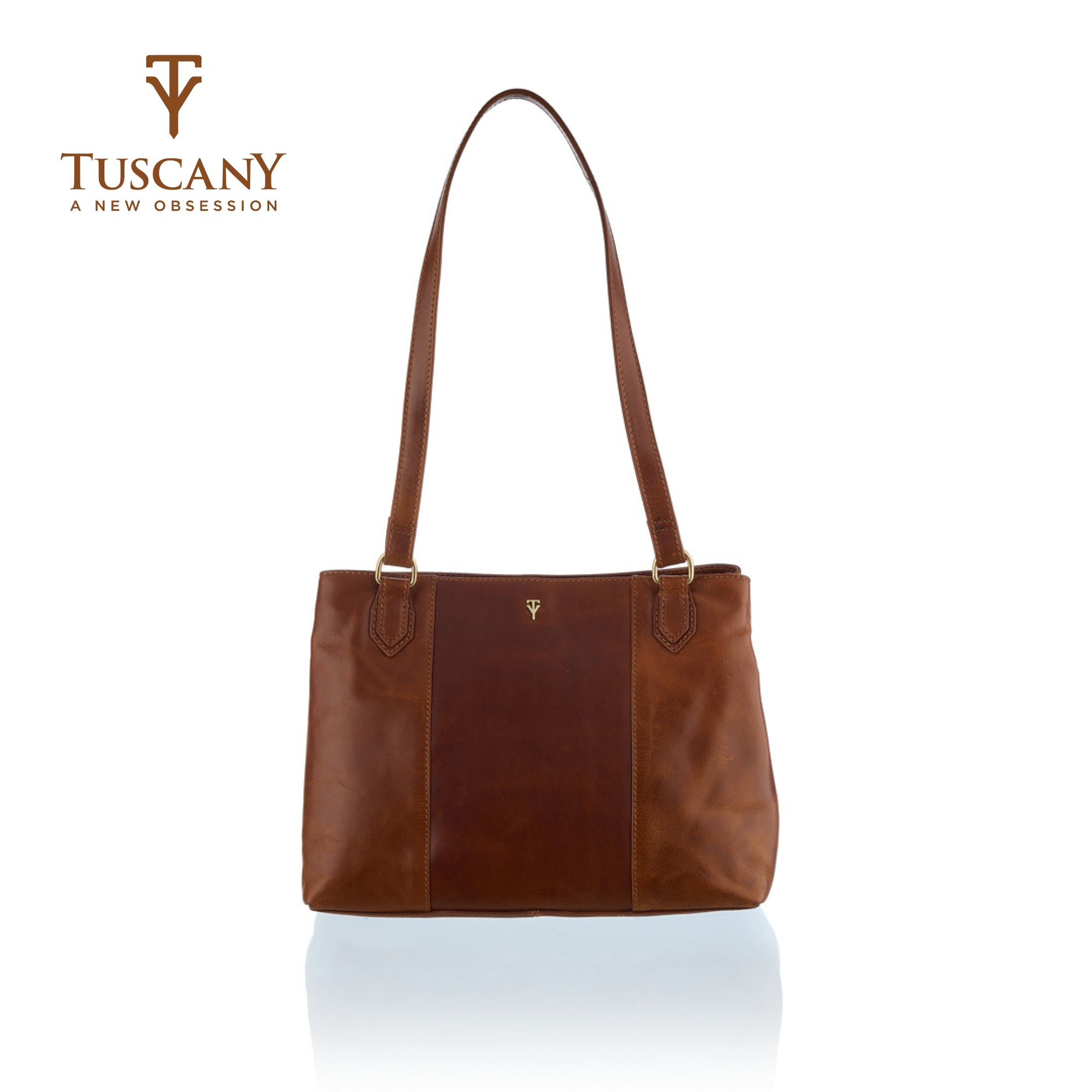 Genuine Leather Twin Zip Tote Bag