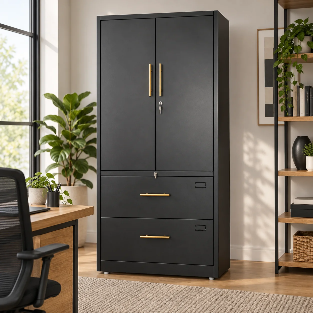1.8m 2-Door and 2-Drawer Metal Cabinet