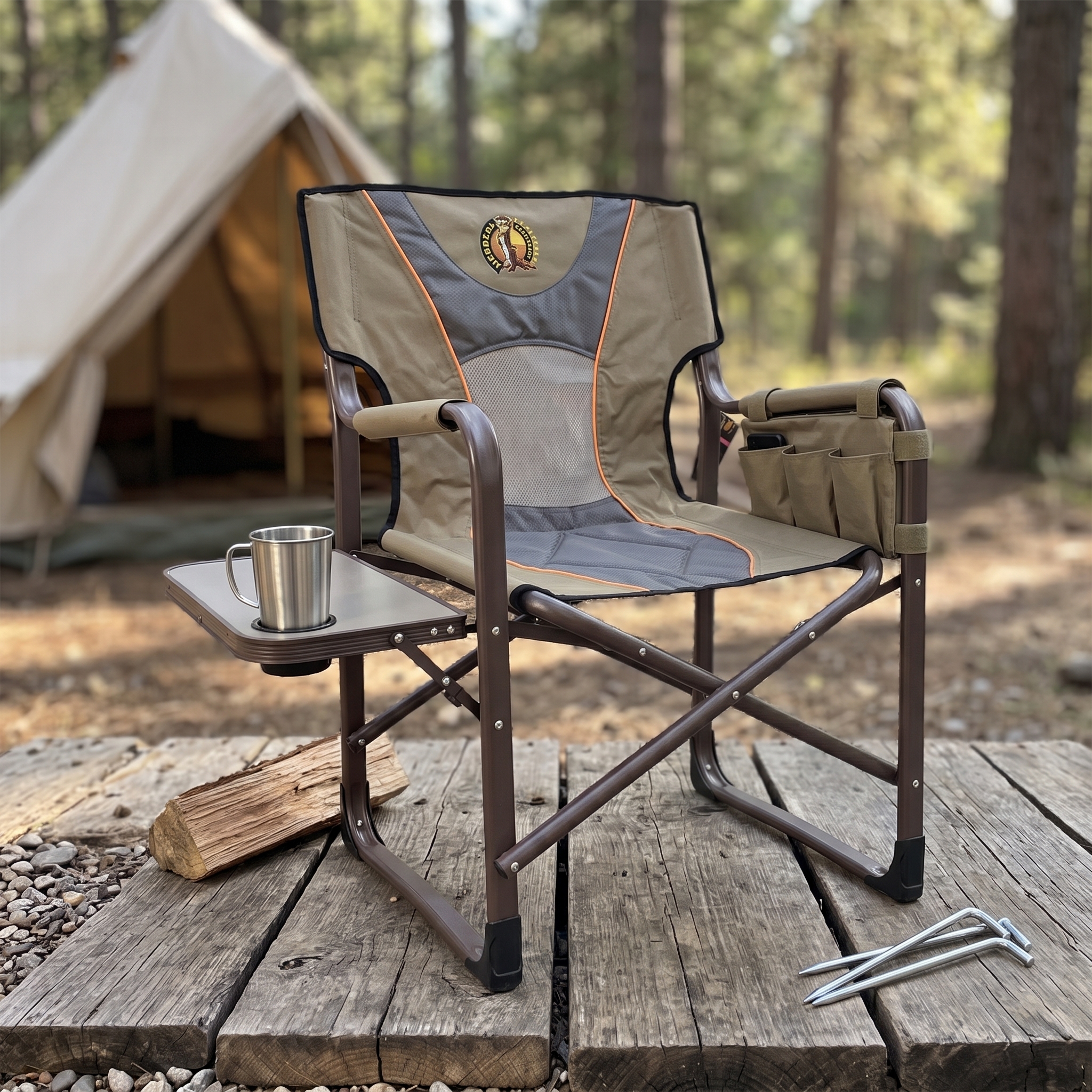 Directors Chair with Table and Dual Purpose Arm Rest Bag