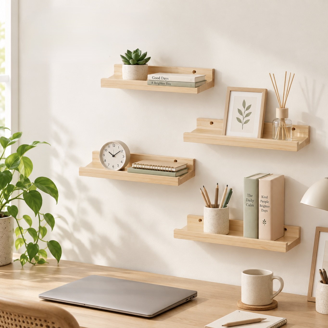 4-Piece Living Room Floating Shelves