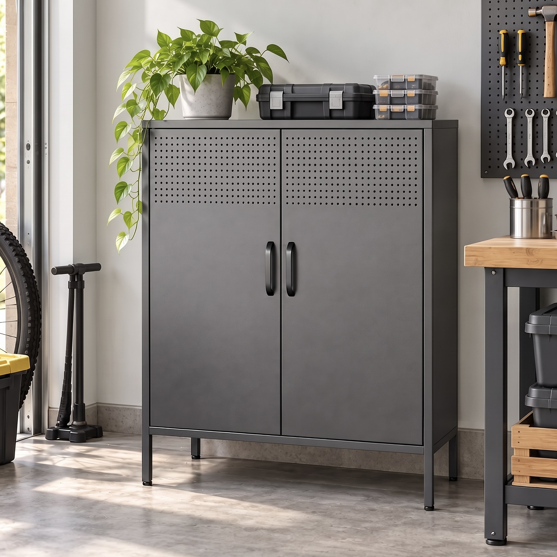 2-Door Perforated Metal Storage Cabinet