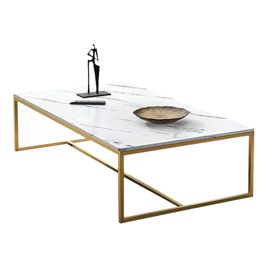Faux Marble Top Coffee Table with Stainless Steel Frame