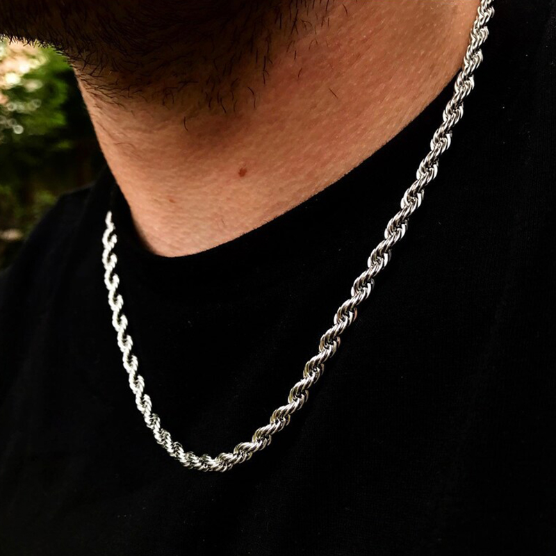 Men's Sterling Silver Italian Rope Chain