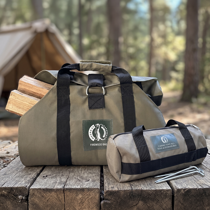 Canvas Firewood Bag with Tool Bag