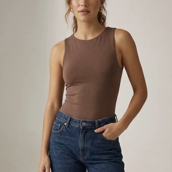 Ladies Sleeveless Crewneck Tank Bodysuit