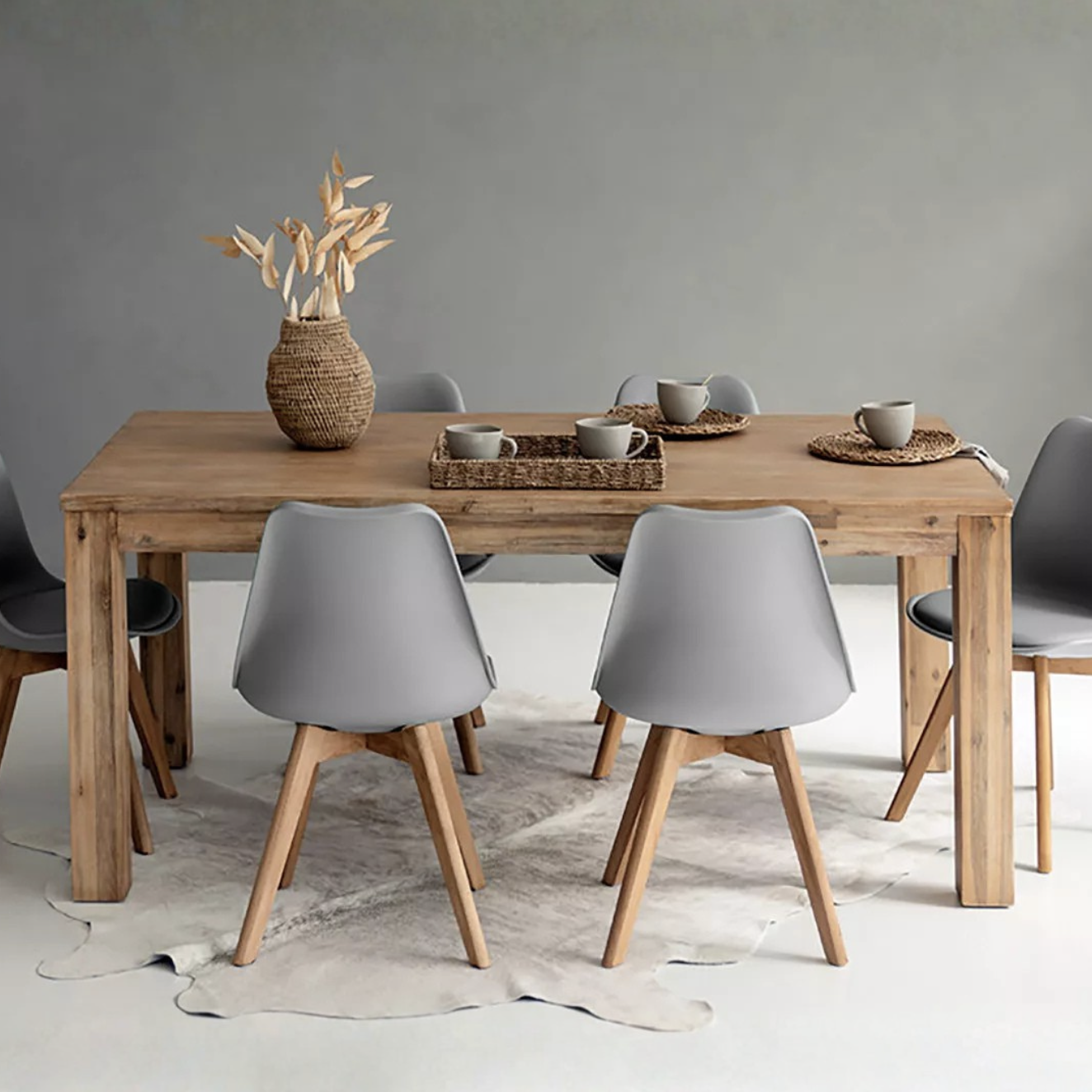 1.8m 6-Seater Solid Acacia Wood Dining Set