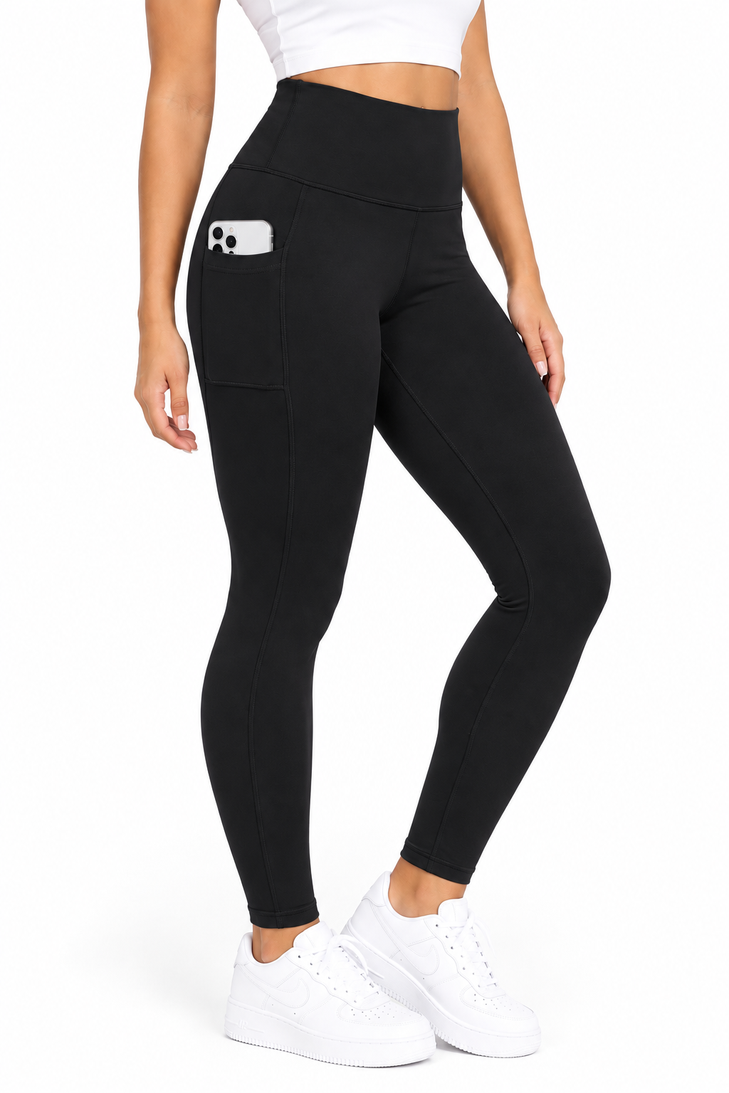 Ladies High Waist Tummy Control Leggings with Side Pockets