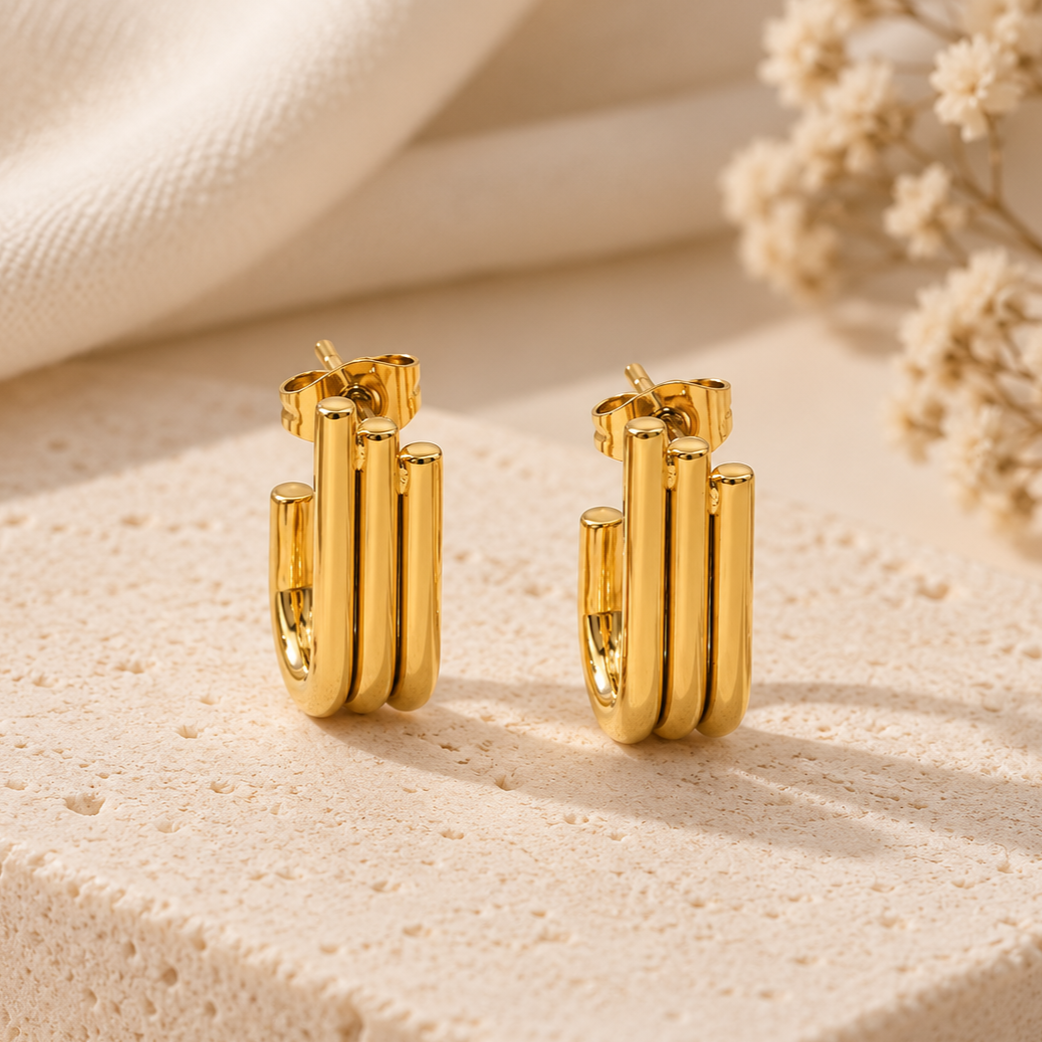 Silver or 18k Gold-Plated Jay Stud Earrings