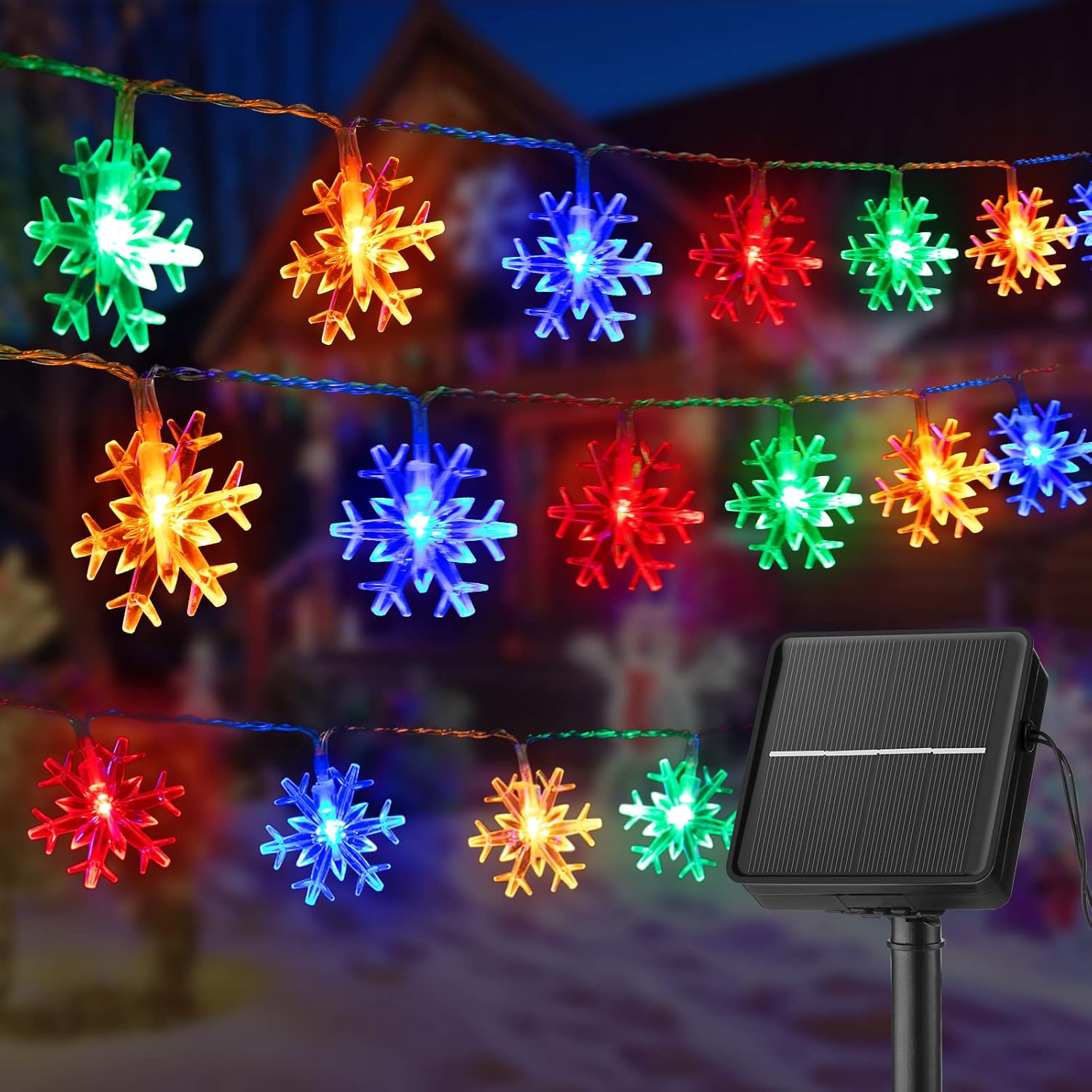 5m 20LED Solar 8-Modes RGB Snowflake String Light