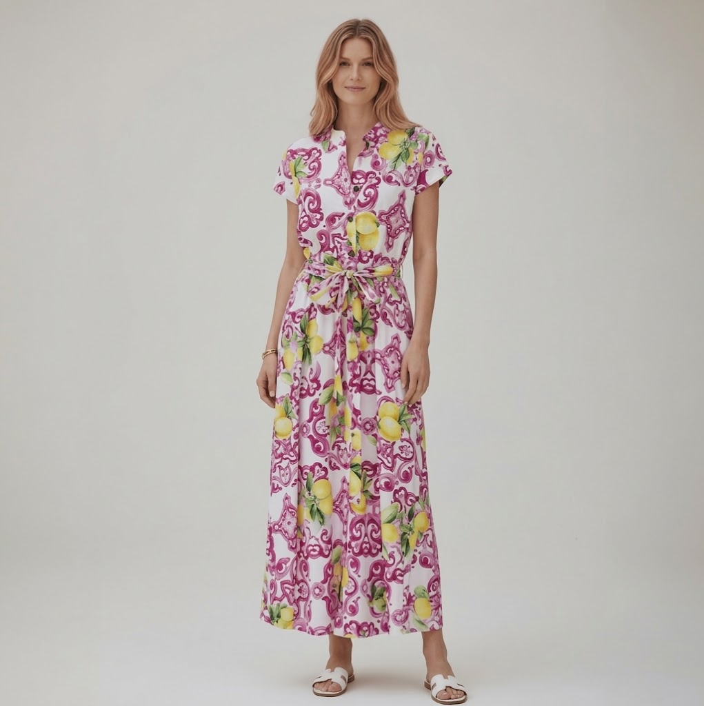 Ladies Soft Cap Sleeve Printed Cotton Maxi Dress