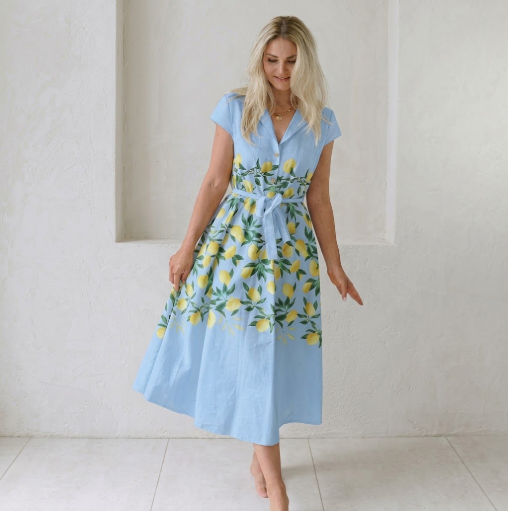 Ladies Soft Cap Sleeve Printed Cotton Maxi Dress