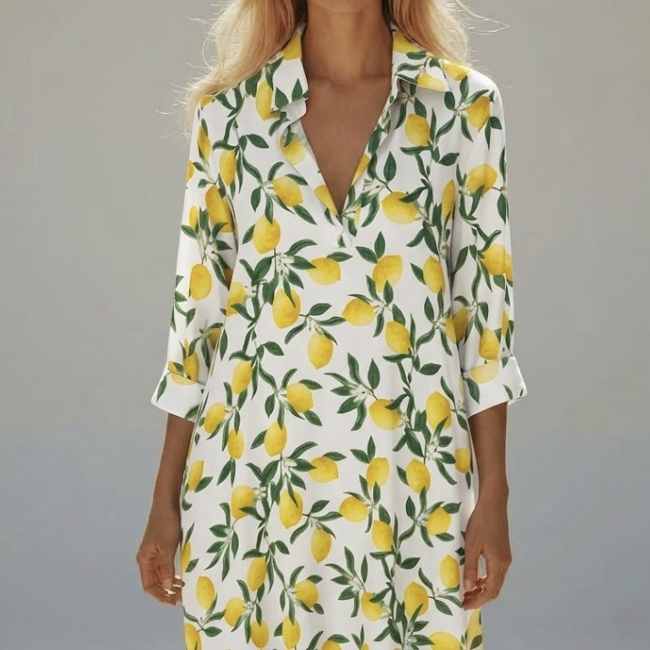 Ladies Soft Print Shirt Dress