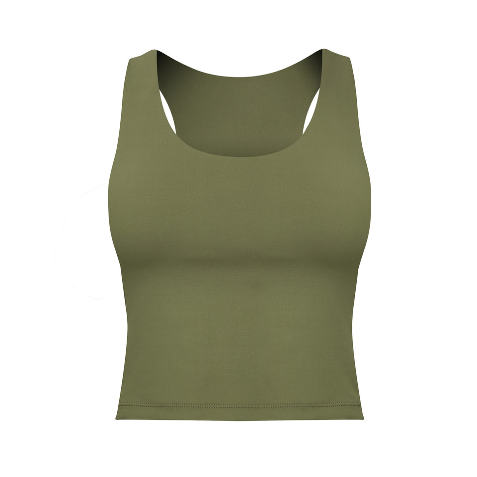 Ladies Olive Midi Supportive Tank Top