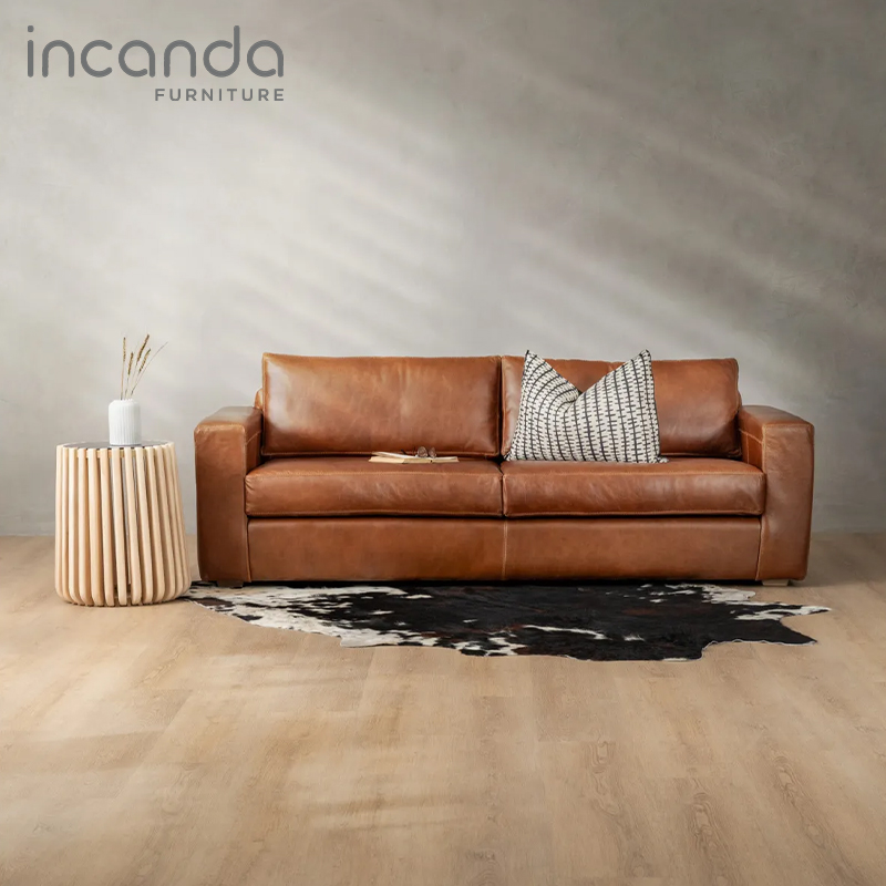 2.2m Clanwilliam Bovine Naku Butterscotch Couch