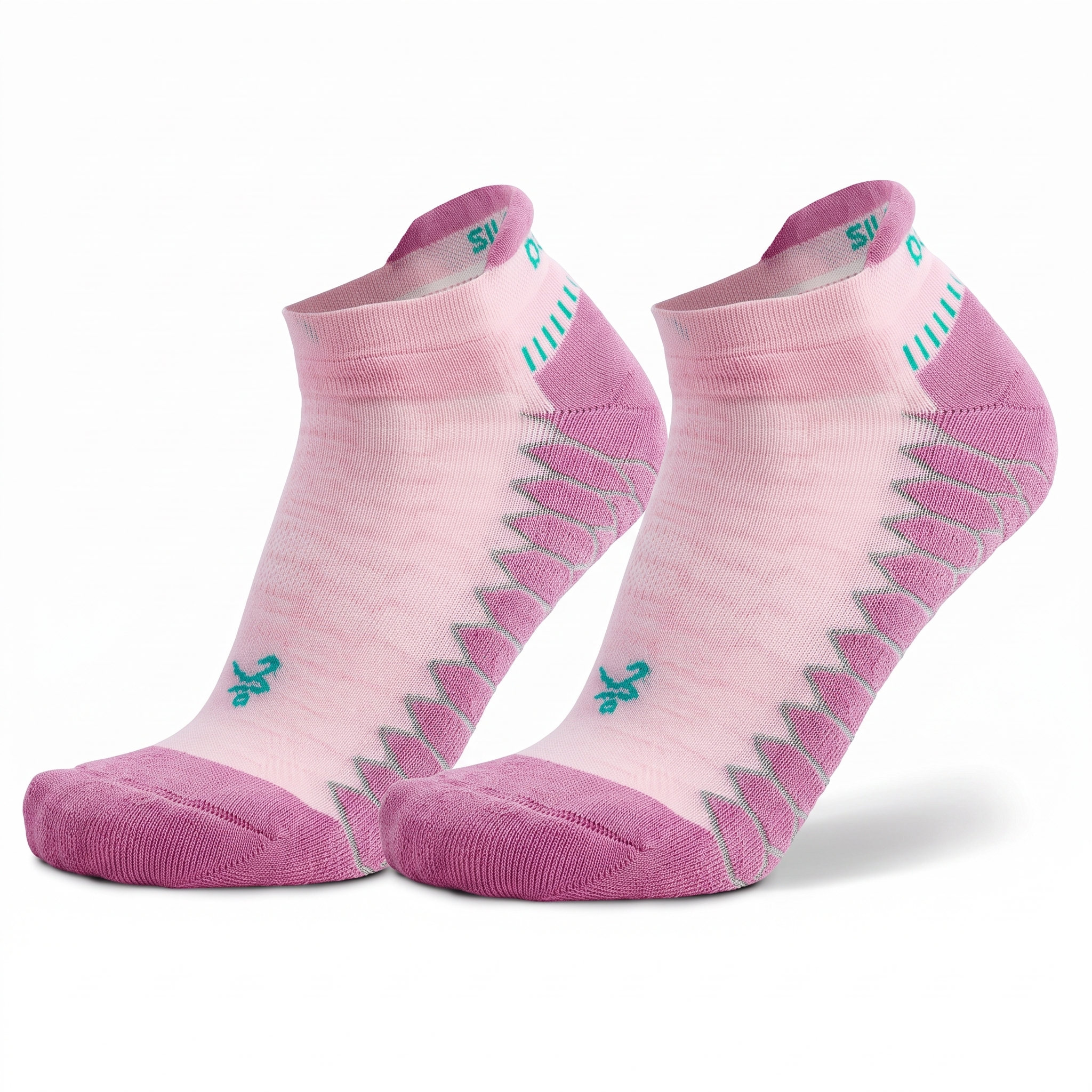 2x Pairs of Silver Antimicrobial No-Show Compression Fit Running Socks