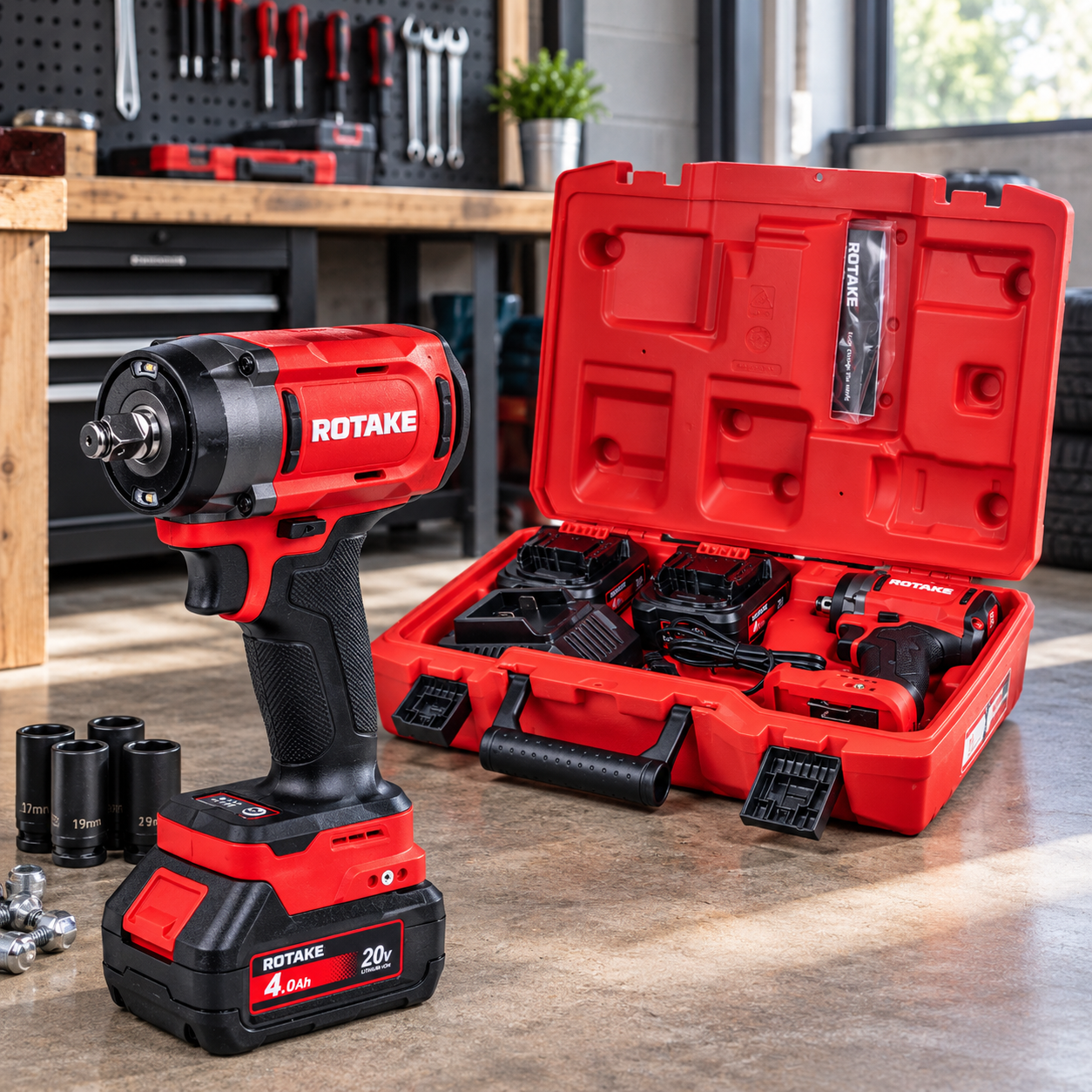 Cordless Impact Wrench with 2x Batteries and Charger