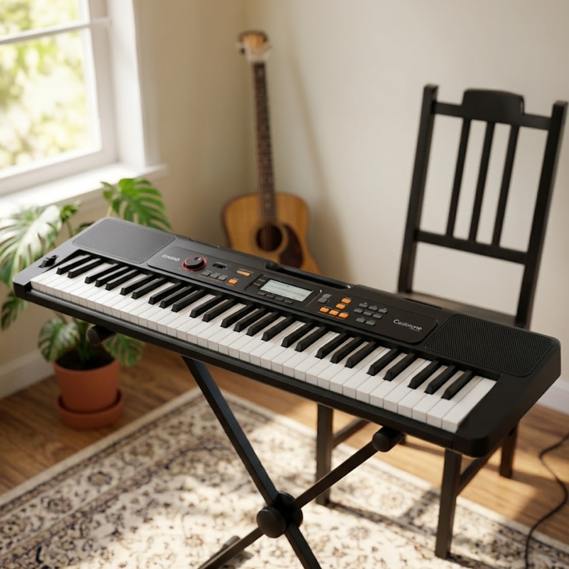 61-Key 400 Tone Slim Design Casiotone Keyboard with Single Braised Stand (Model: CT-S200BK)