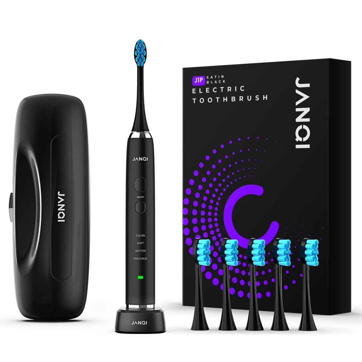 10-Piece J1P Electric Toothbrush with 6 Procare Brush Heads Travel Set