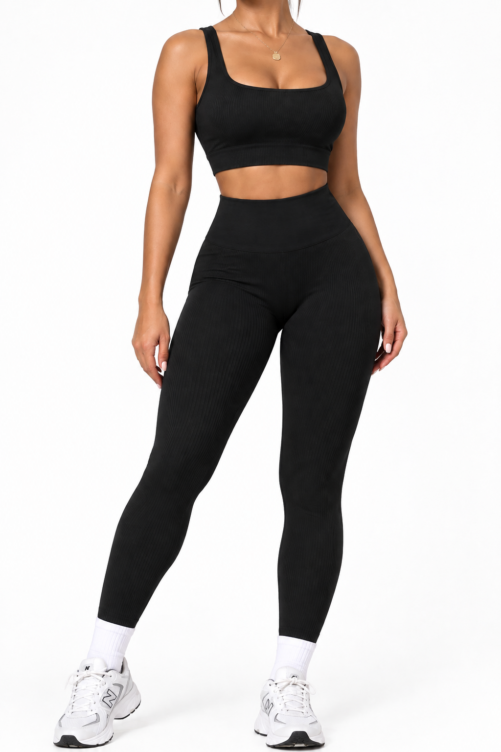 Ladies 2-Piece Ribbed Knit Active Set