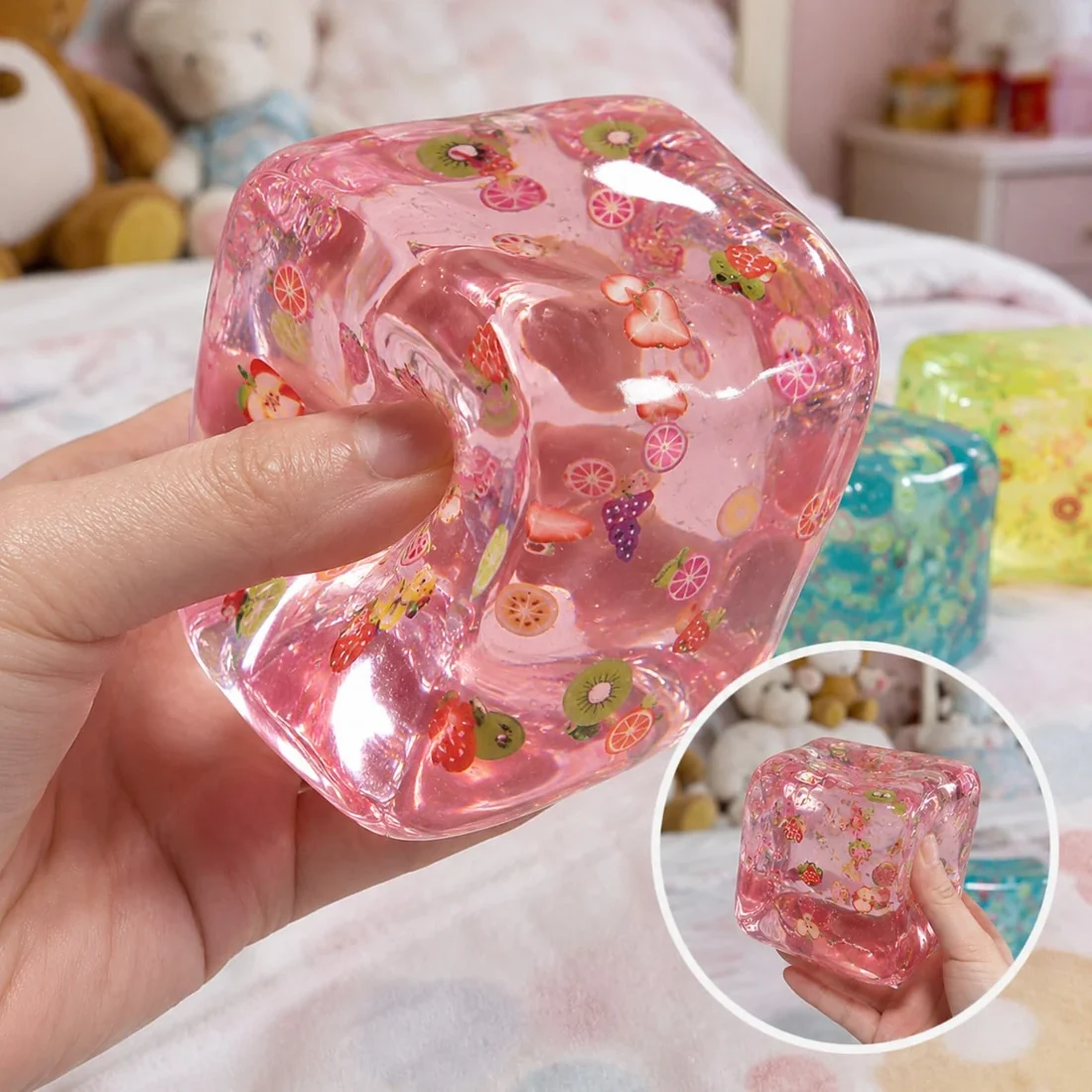 Fruit Ice Cube Slow Rise Squishy Toy